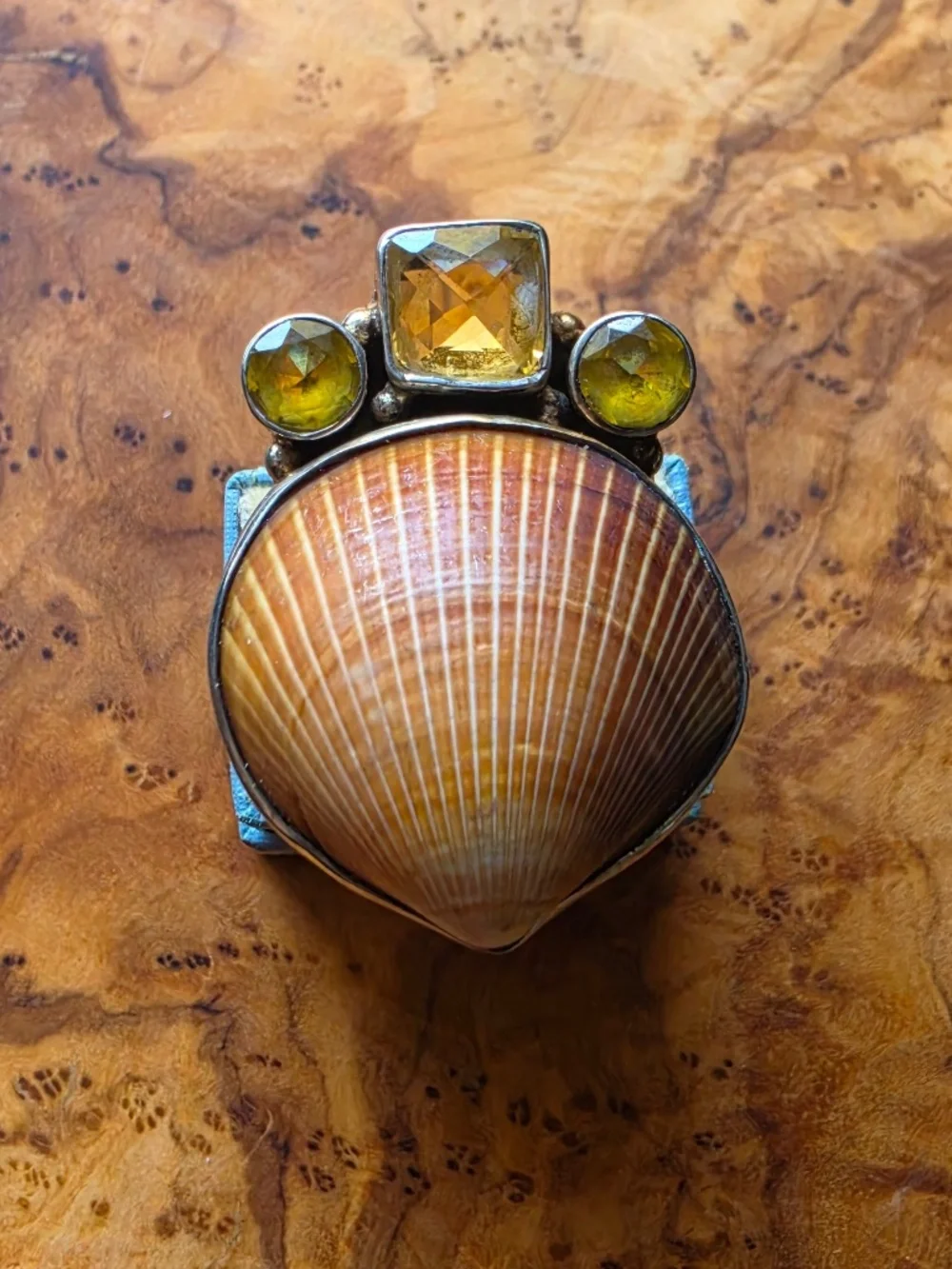 Handmade Sterling, Shell & Citrine Ring